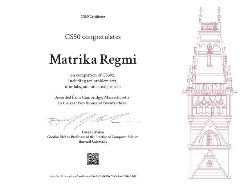 Harvard CS50 Certificate