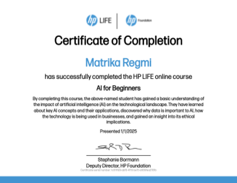 HP AI Certificate